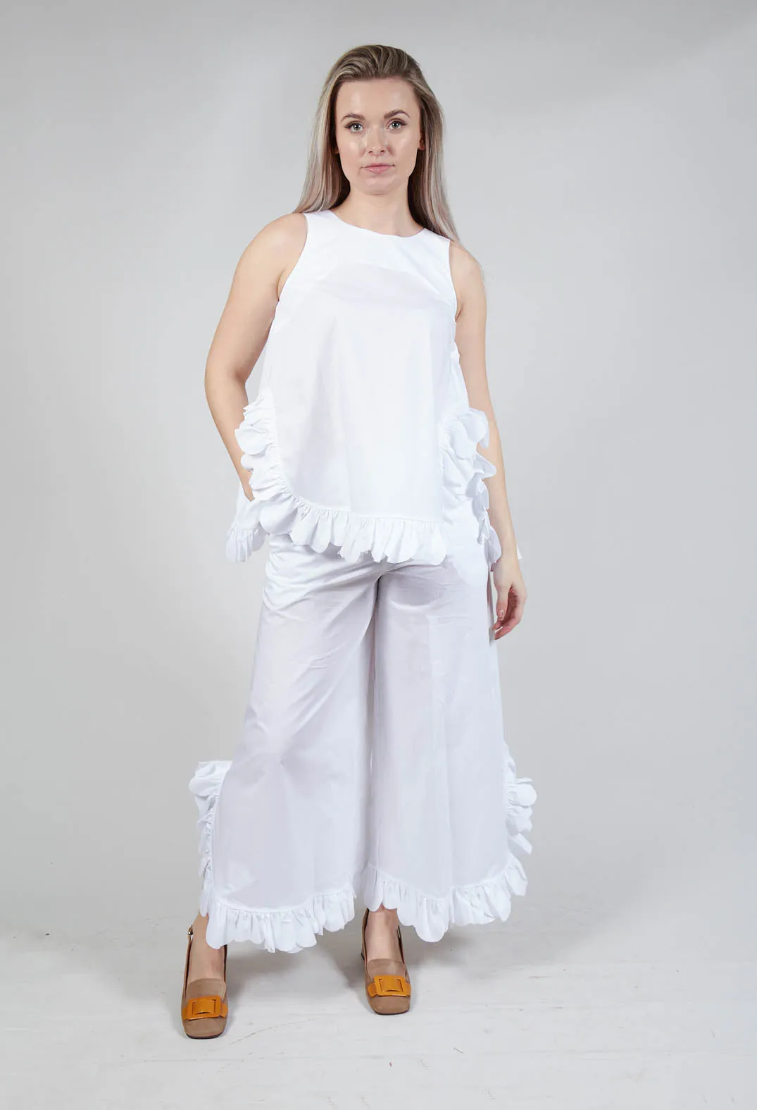 Frill Hemmed Blouse in White