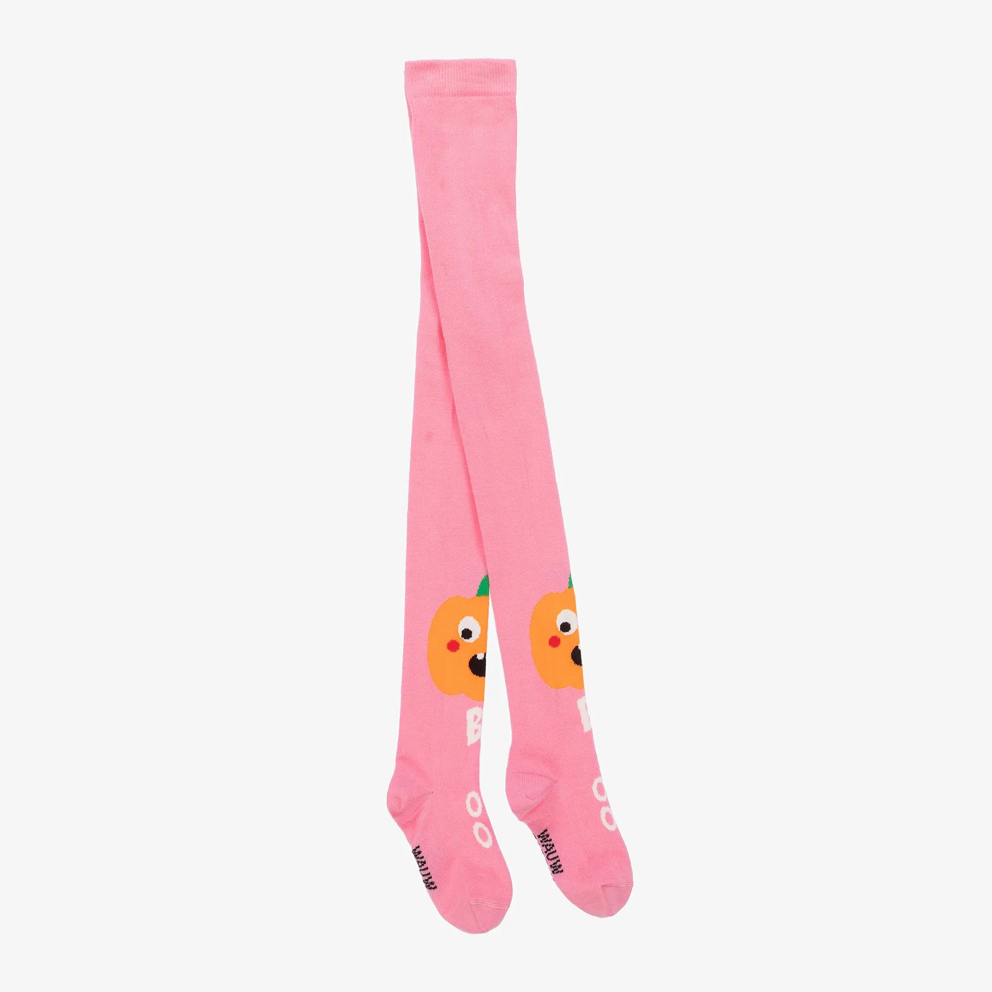 Girls Pink Organic Cotton Pumpkin Tights