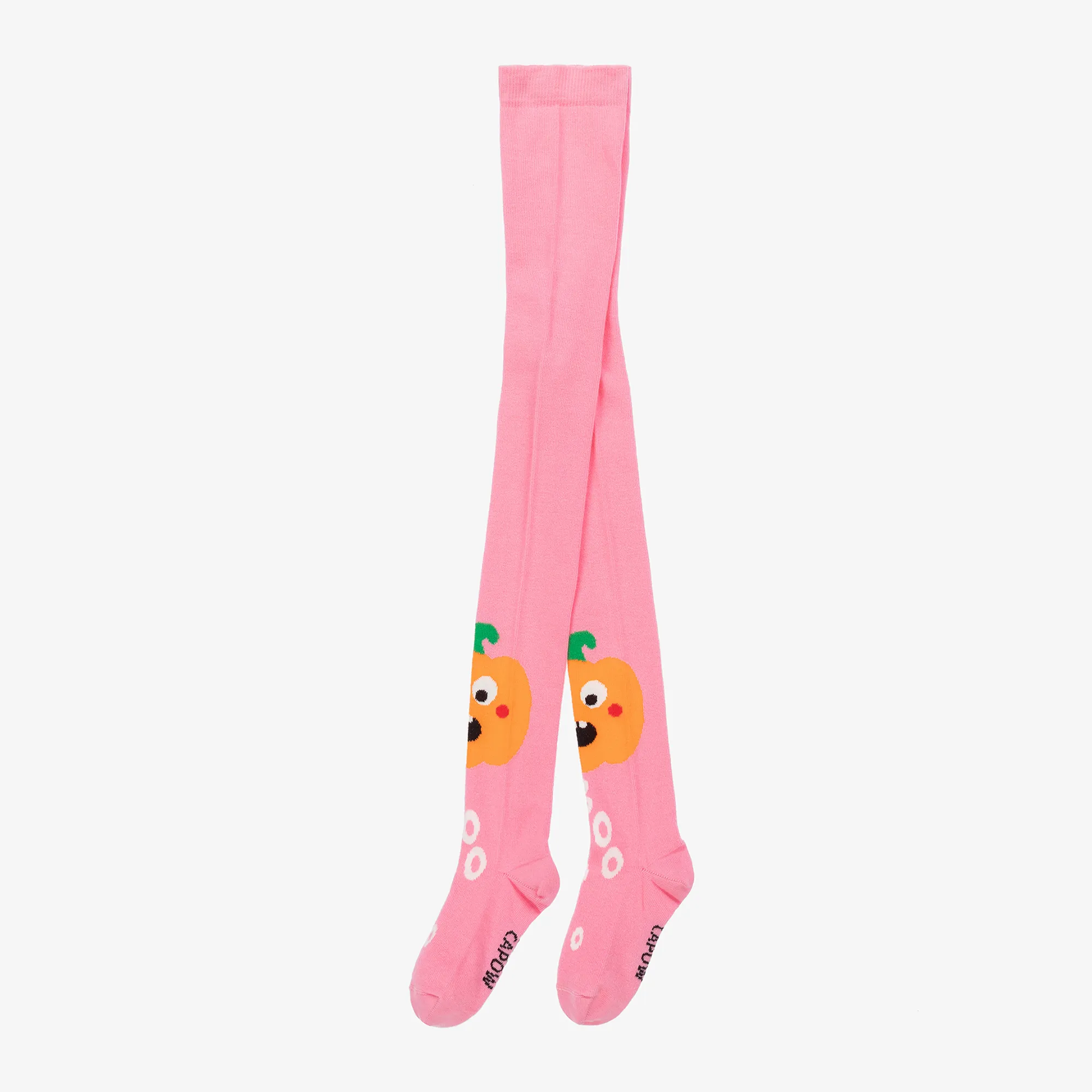 Girls Pink Organic Cotton Pumpkin Tights