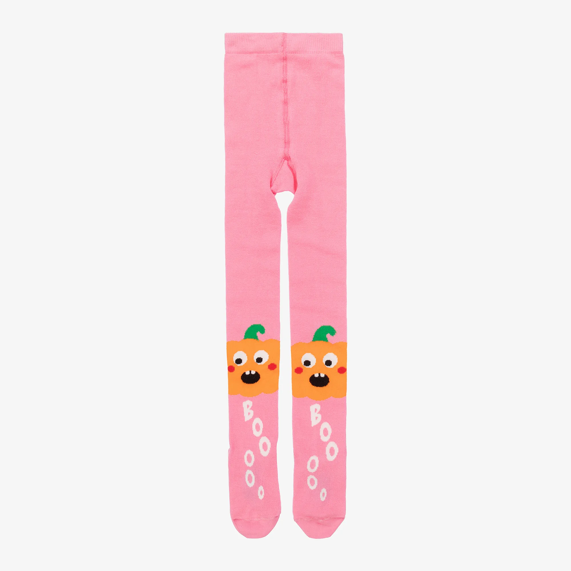 Girls Pink Organic Cotton Pumpkin Tights