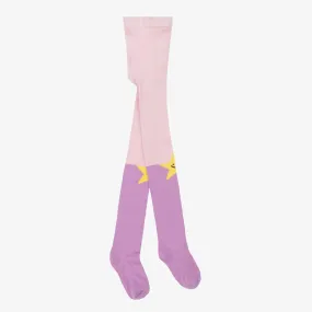 Girls Purple & Pink Cotton Star Tights