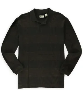 Haggar Mens Marled Grid Henley Sweater