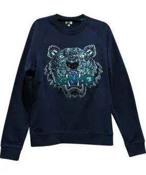 Kenzo Tiger Sweatshirt in Navy Blue Cotton