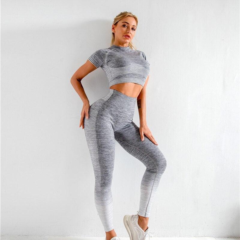 Knitting Hips Stretch Fitness Sports Yoga 2 Piece Set