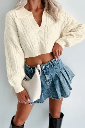 Know Me Well Cable Knit Crop Sweater (Cream)