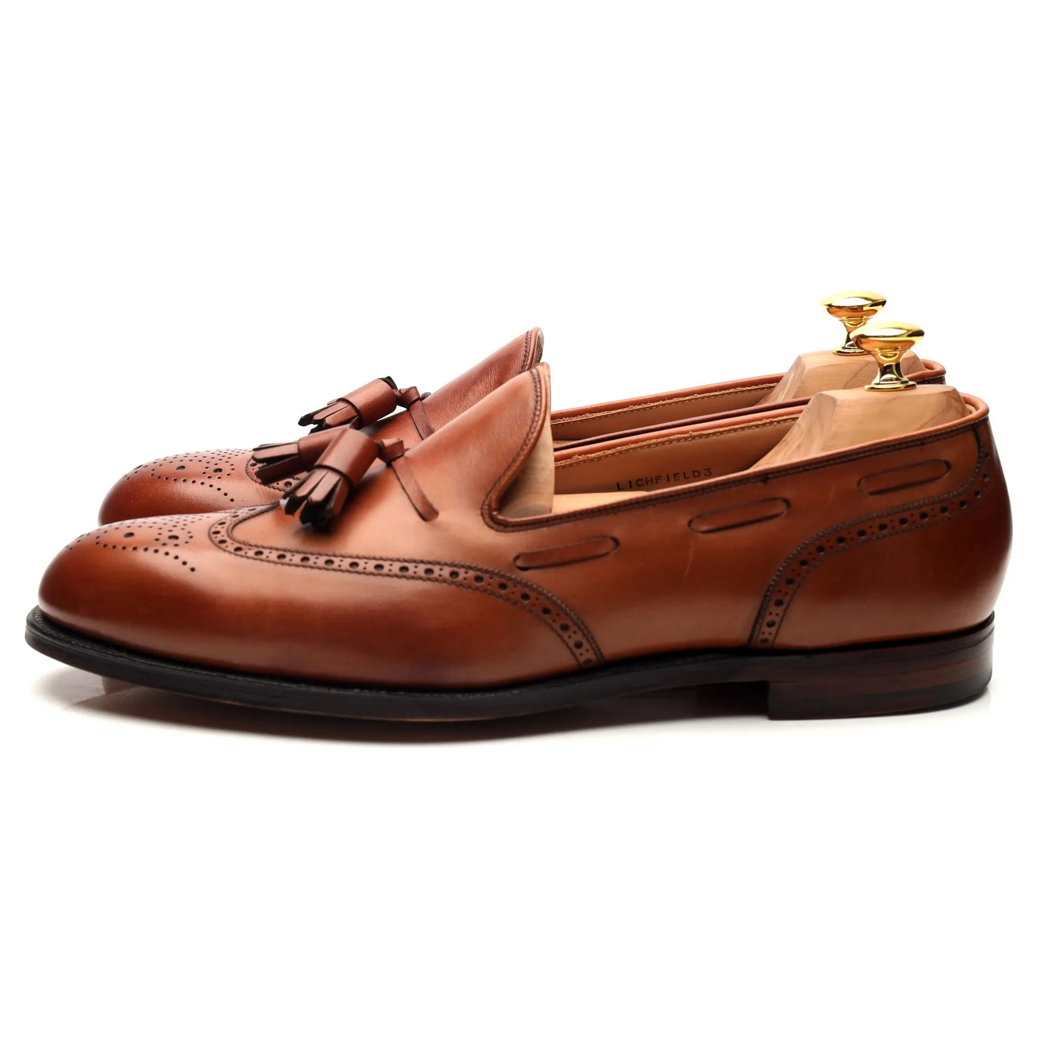 'Lichfield 3' Tan Brown Leather Tassel Loafers UK 10.5 US 11 D