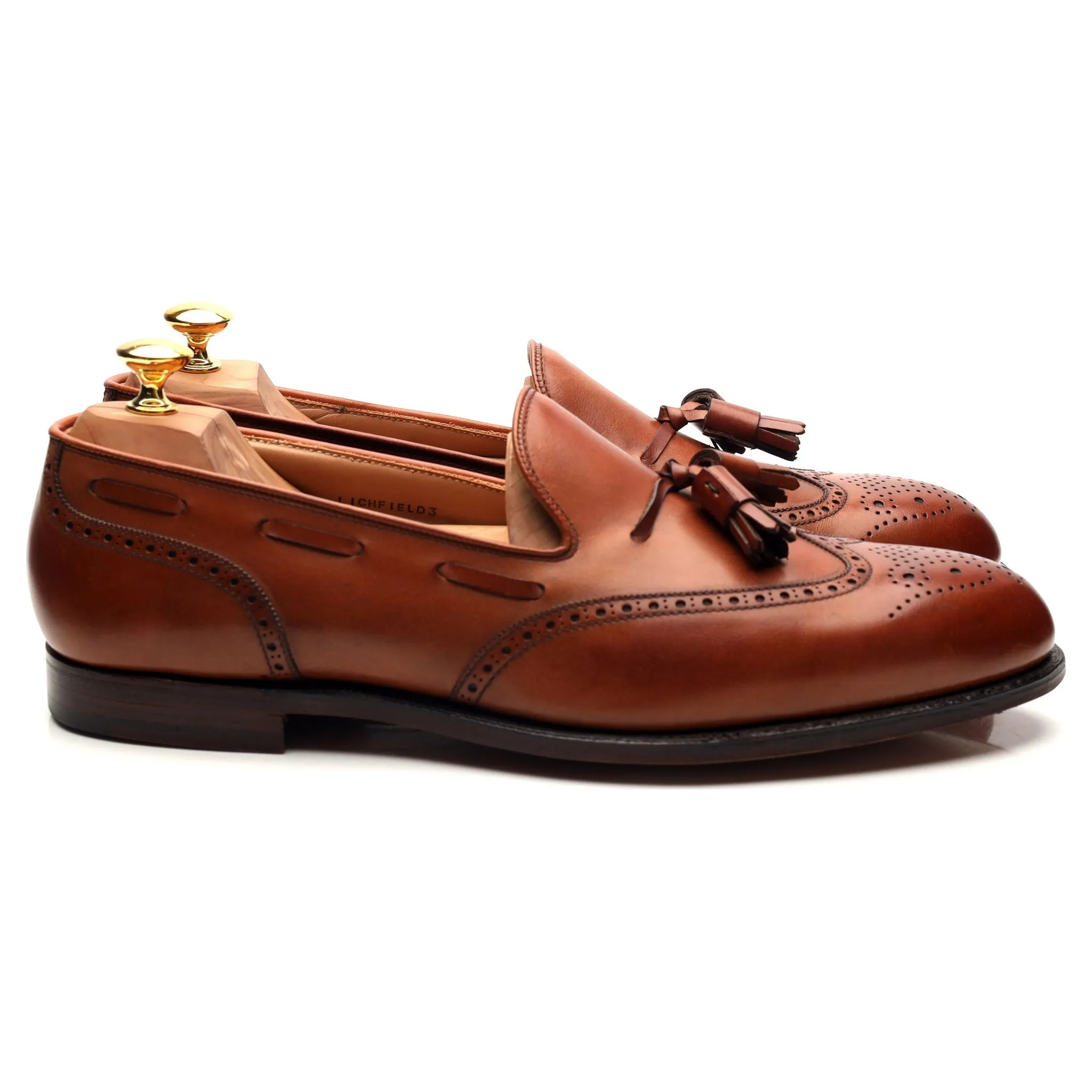 'Lichfield 3' Tan Brown Leather Tassel Loafers UK 10.5 US 11 D