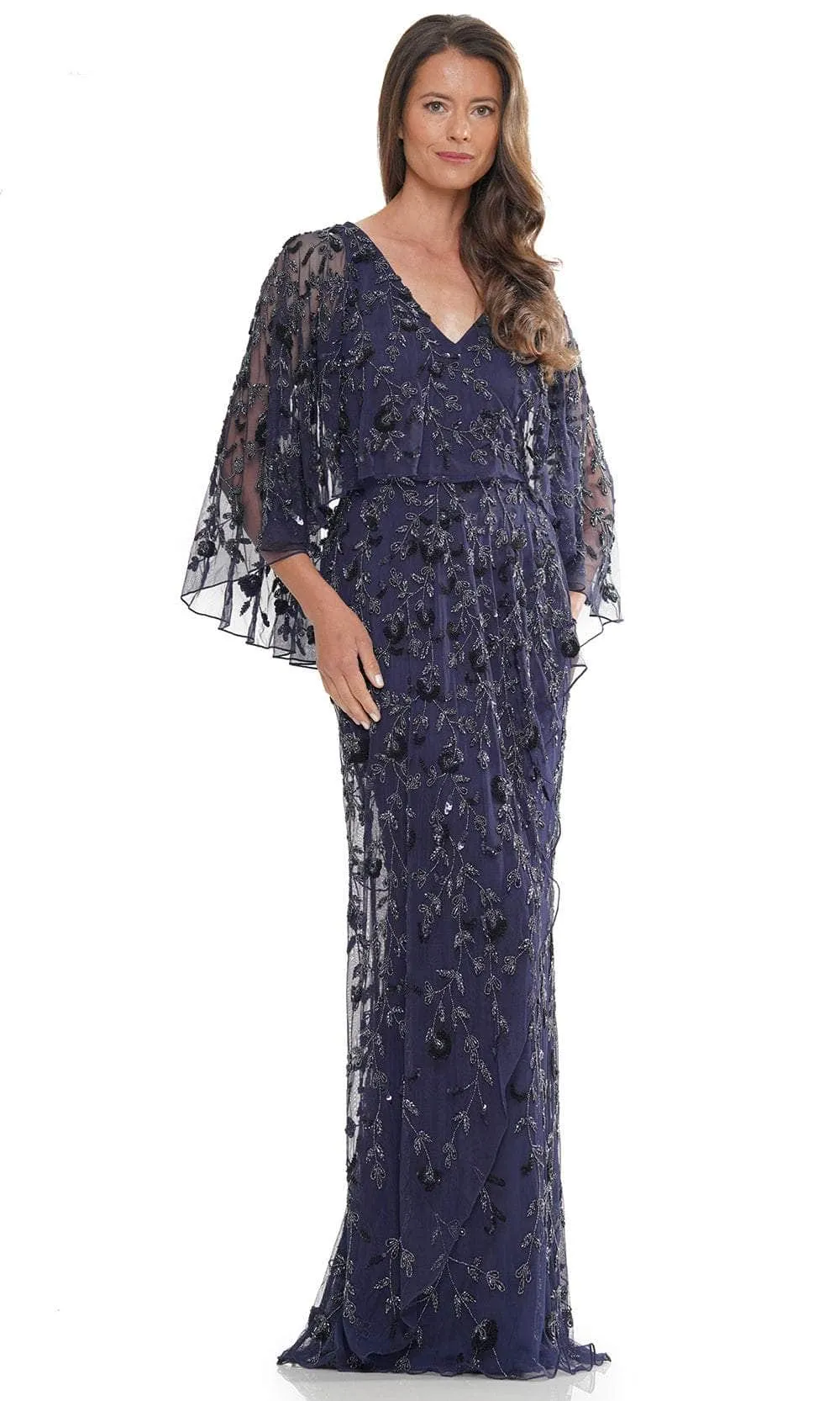 Marsoni by Colors MV1282 - Illusion Cape Sleeve Formal Gown