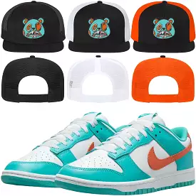 Miami Dolphin Dunks Flat Brim Trucker Hat - MIAMI MONEY TALKS BAWS