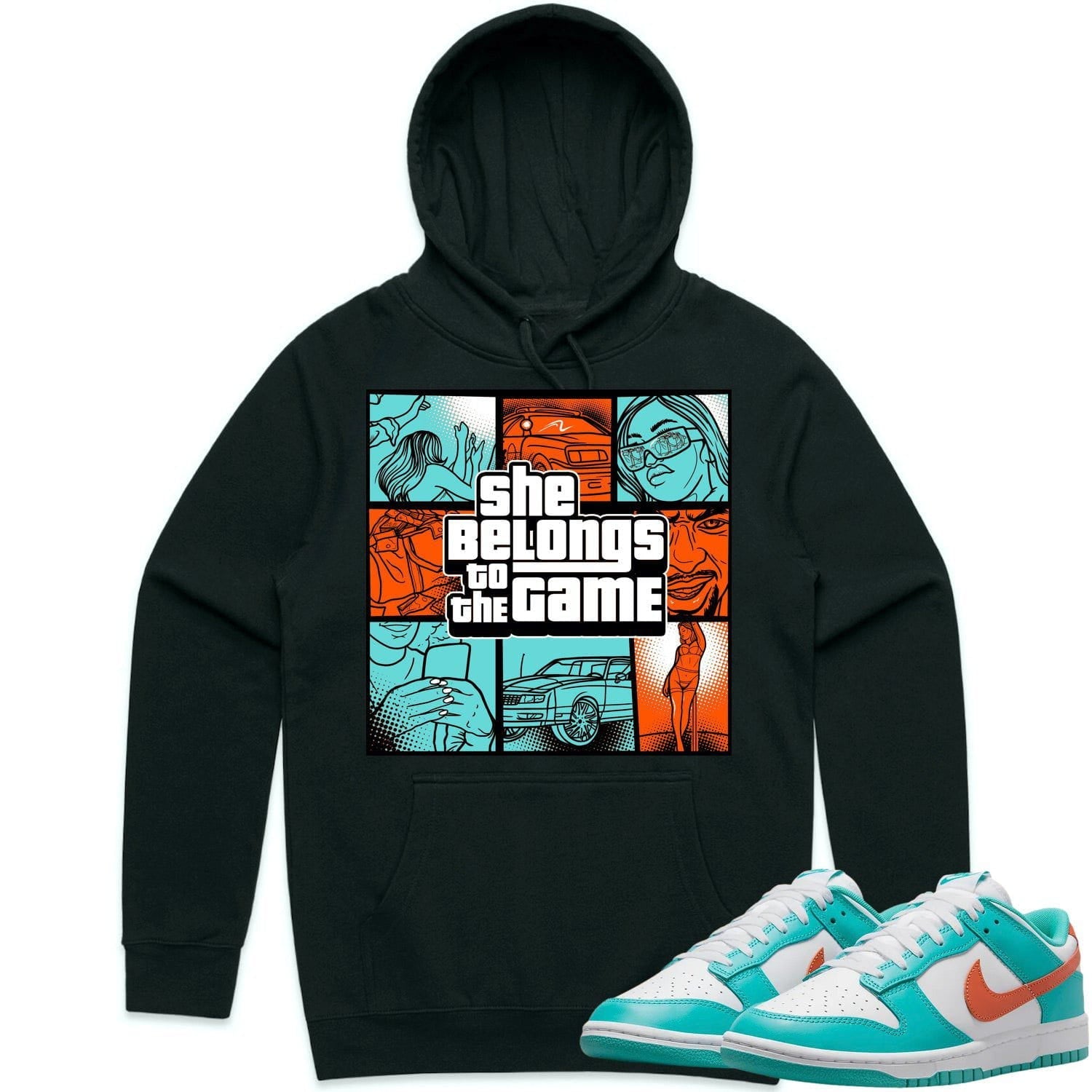 Miami Dunks Dolphins Hoodie to Match - MIAMI BELONGS TO THE GAME