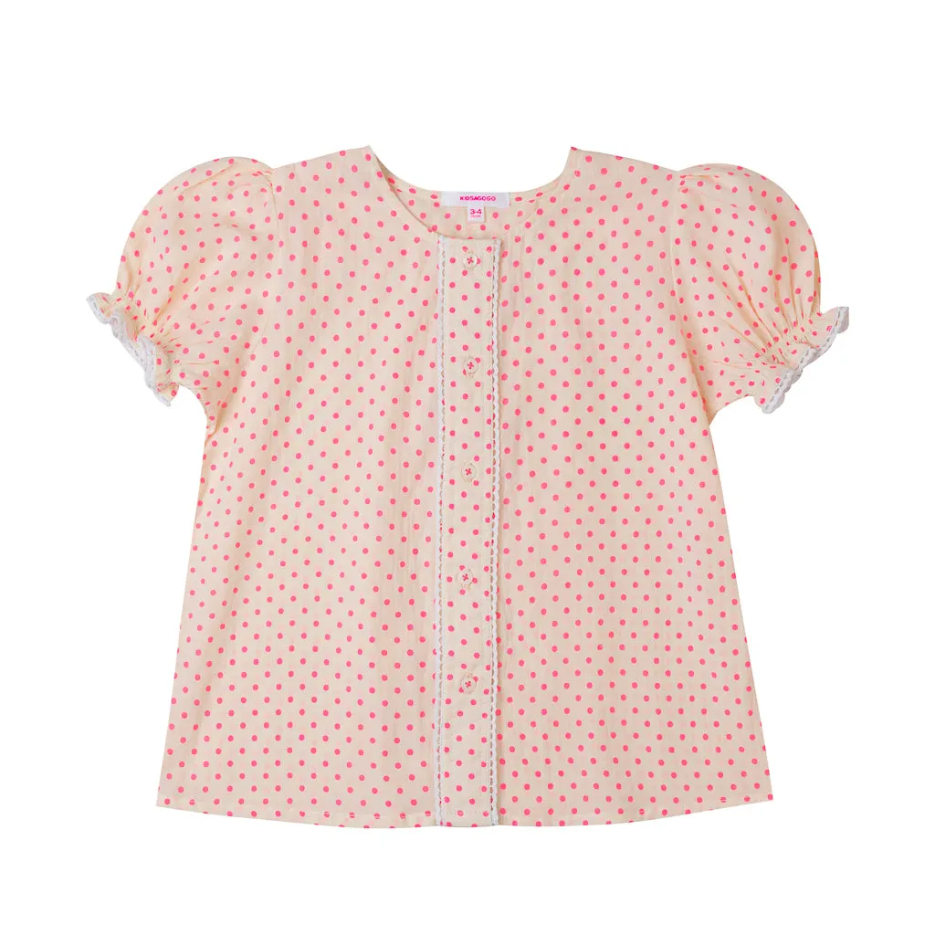 MILEA BLOUSE-Polkadot Vivid Pink