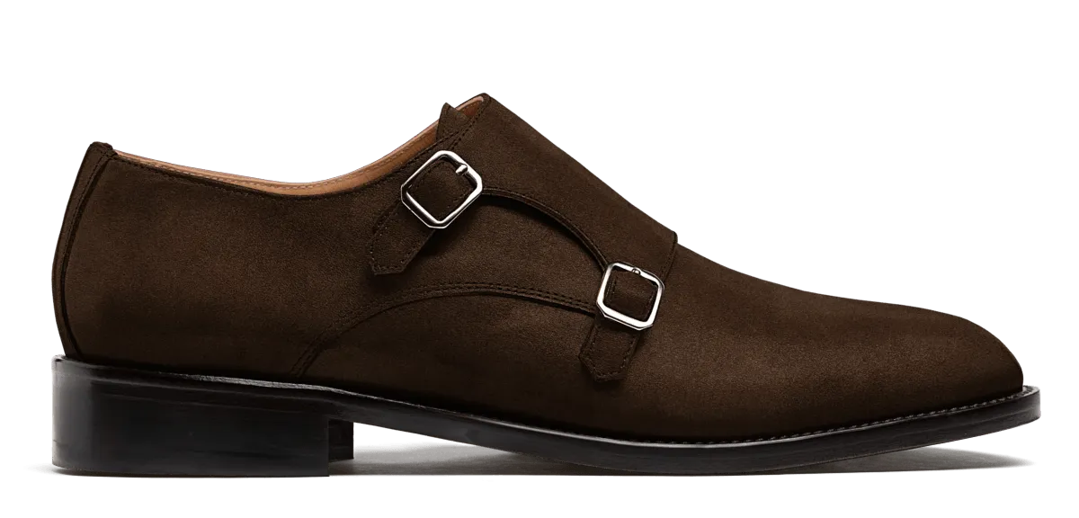 Monk strap shoes in brown suede