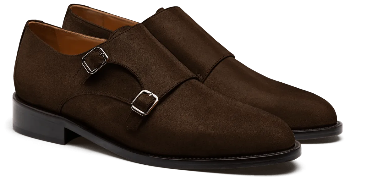 Monk strap shoes in brown suede