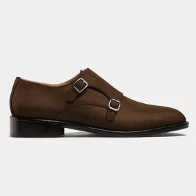 Monk strap shoes in brown suede