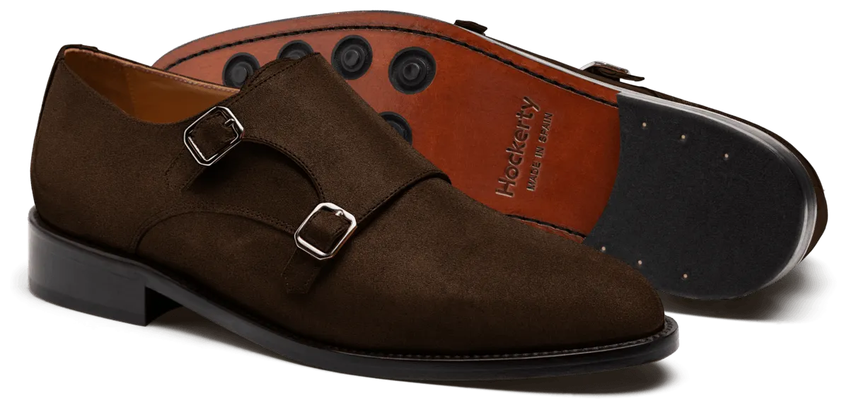 Monk strap shoes in brown suede