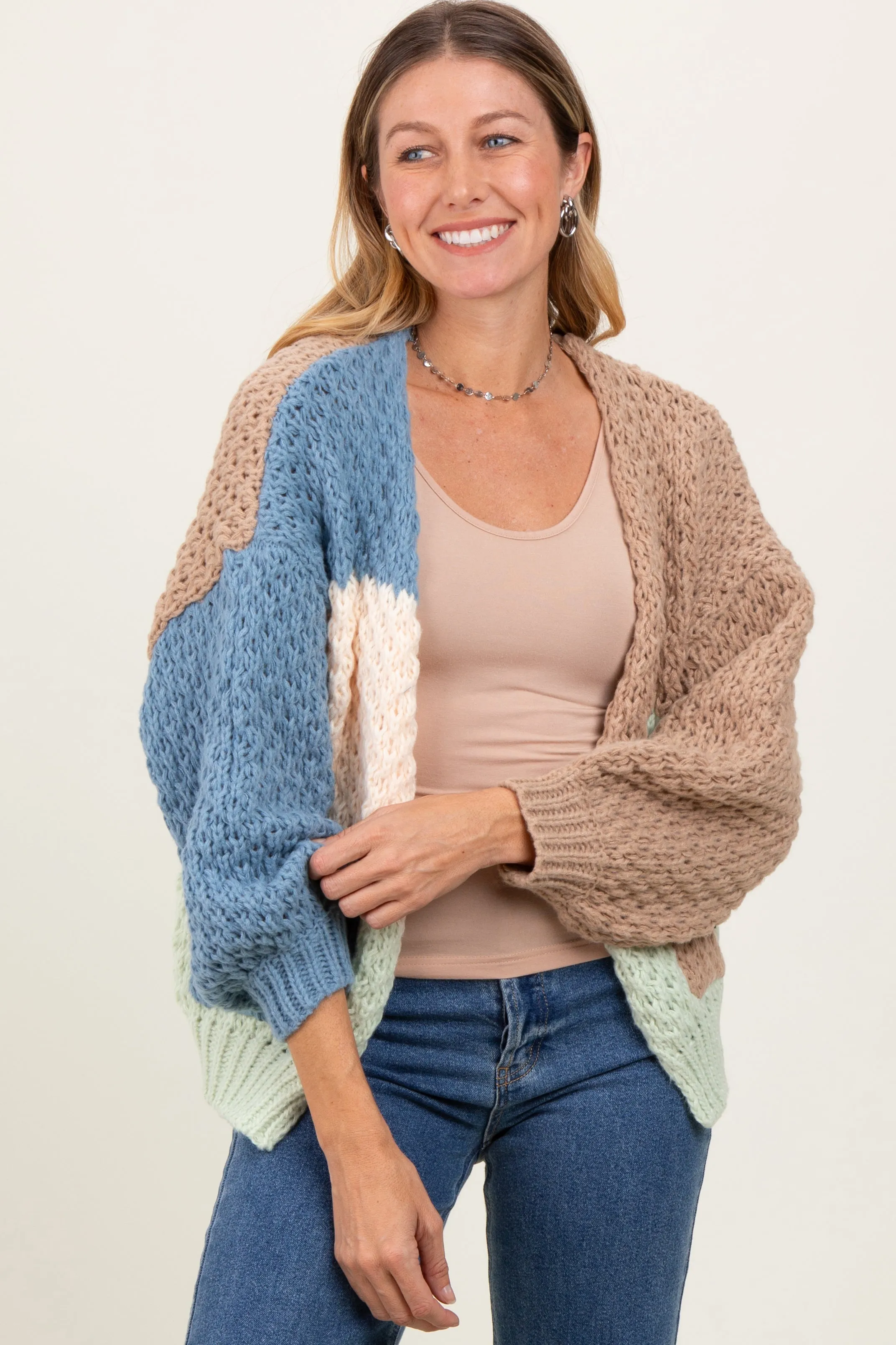 Multicolor Chunky Crochet Knit Cardigan