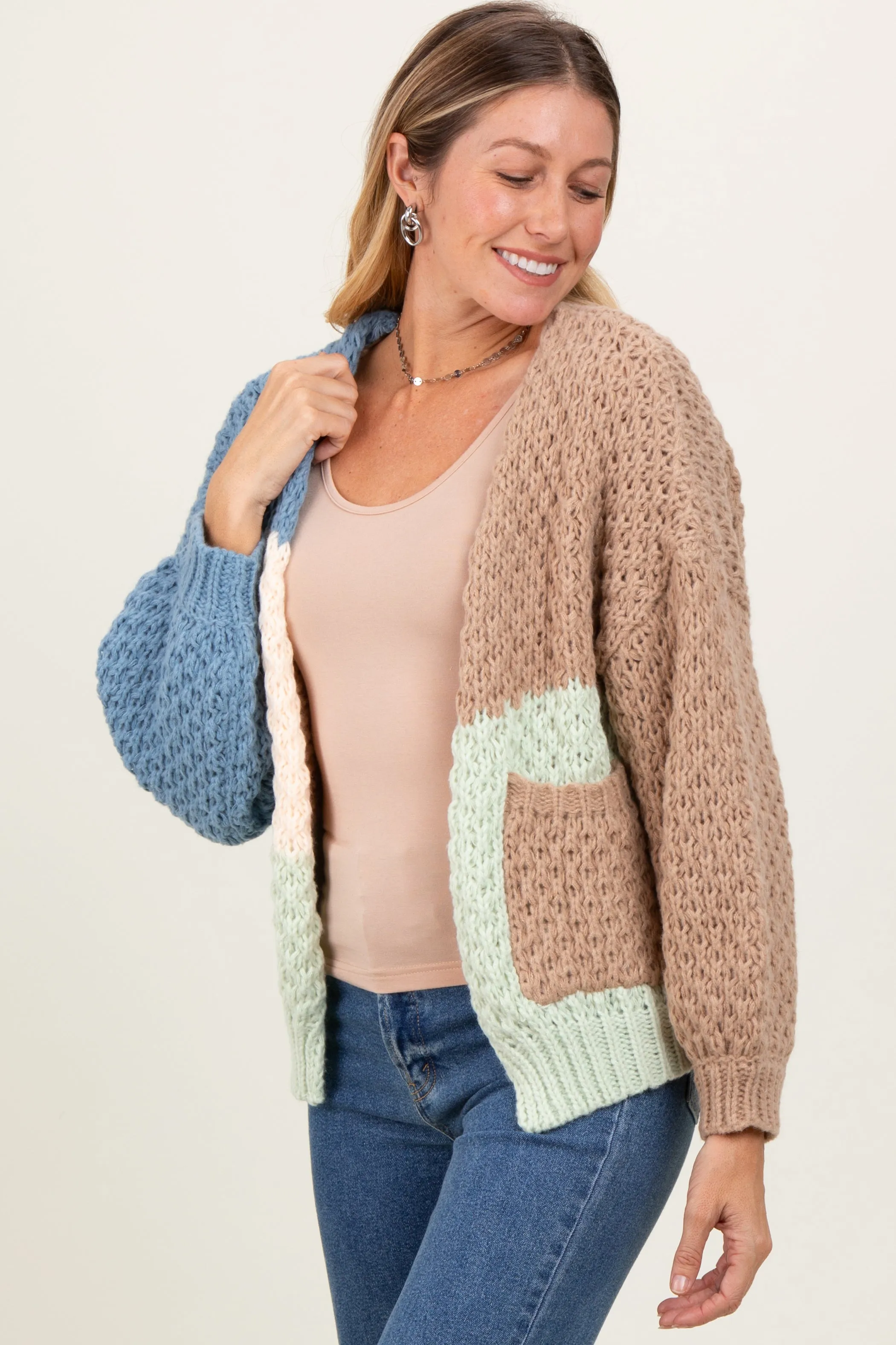 Multicolor Chunky Crochet Knit Cardigan