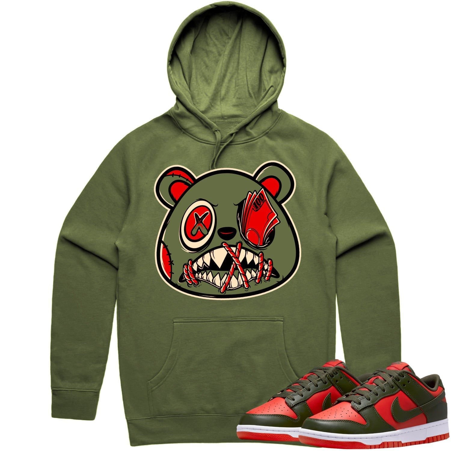 Mystic Red Dunks Hoodie to Match - OLIVE MONEY TALKS BAWS