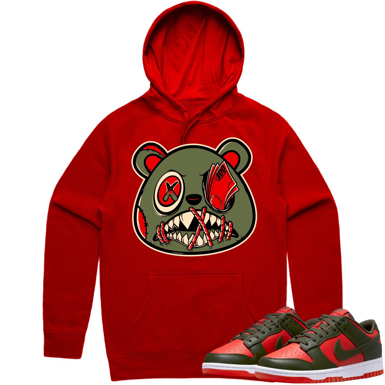 Mystic Red Dunks Hoodie to Match - OLIVE MONEY TALKS BAWS