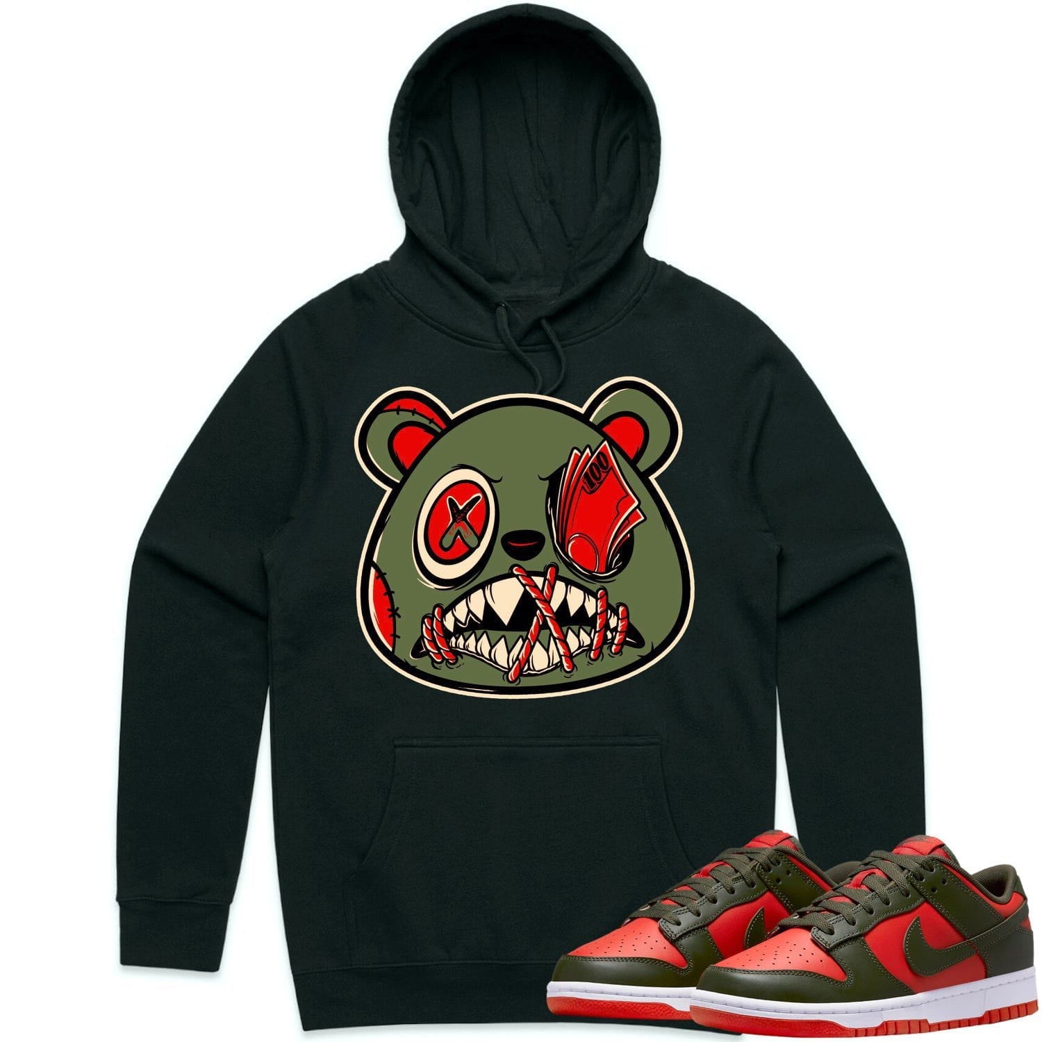 Mystic Red Dunks Hoodie to Match - OLIVE MONEY TALKS BAWS