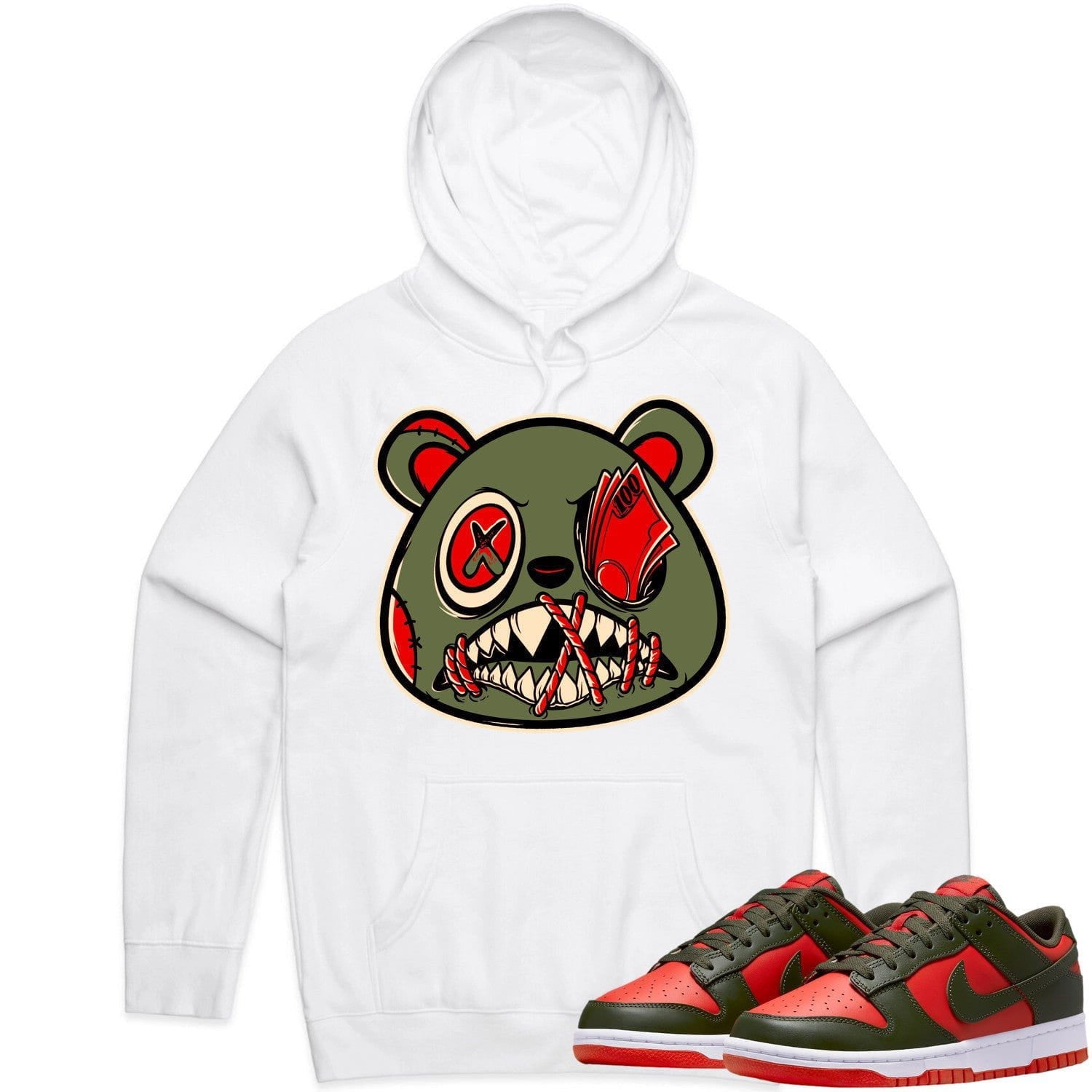 Mystic Red Dunks Hoodie to Match - OLIVE MONEY TALKS BAWS