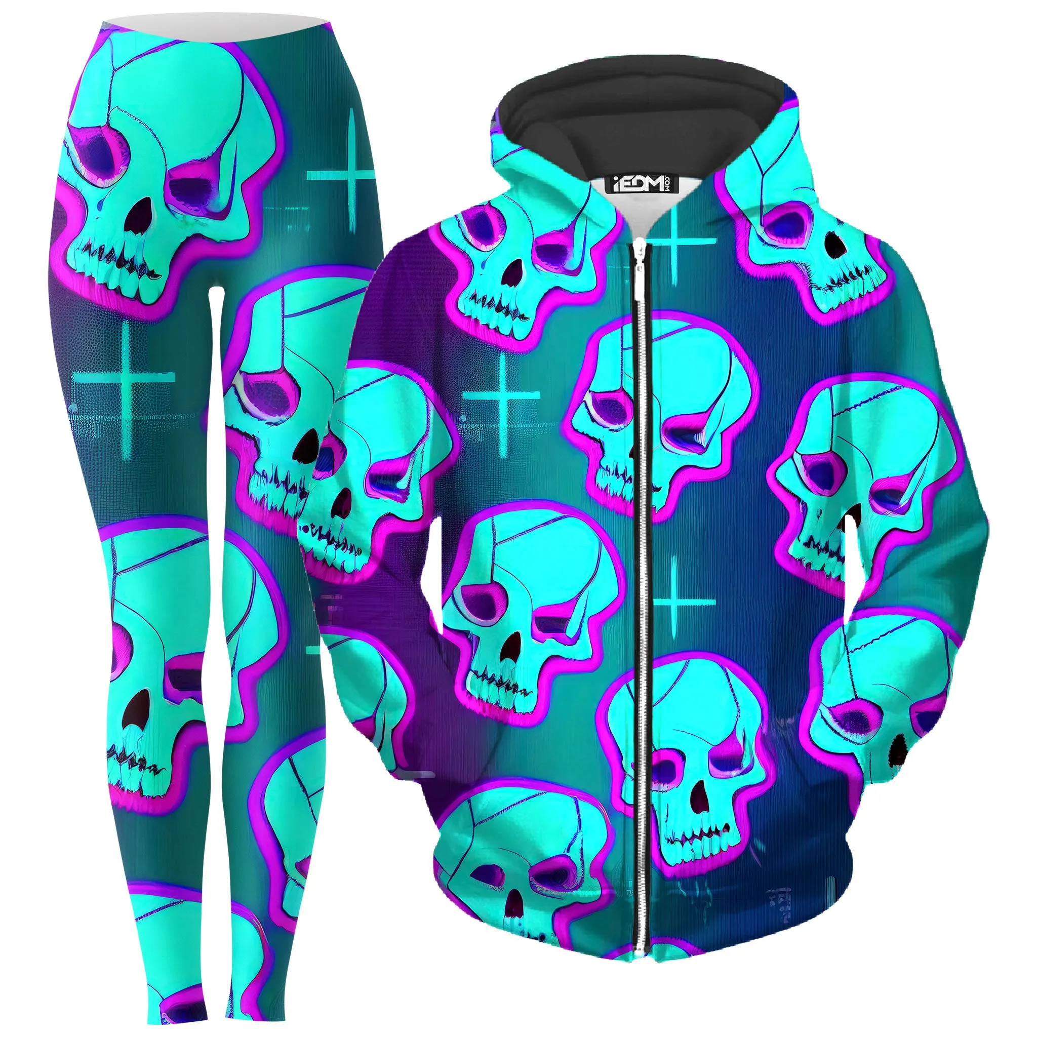 Neon Fright Zip-Up Hoodie and Leggings Combo