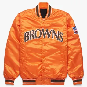 NFL Cleveland Browns Letterman Orange Satin Baseball Bomber Varsity Jacket