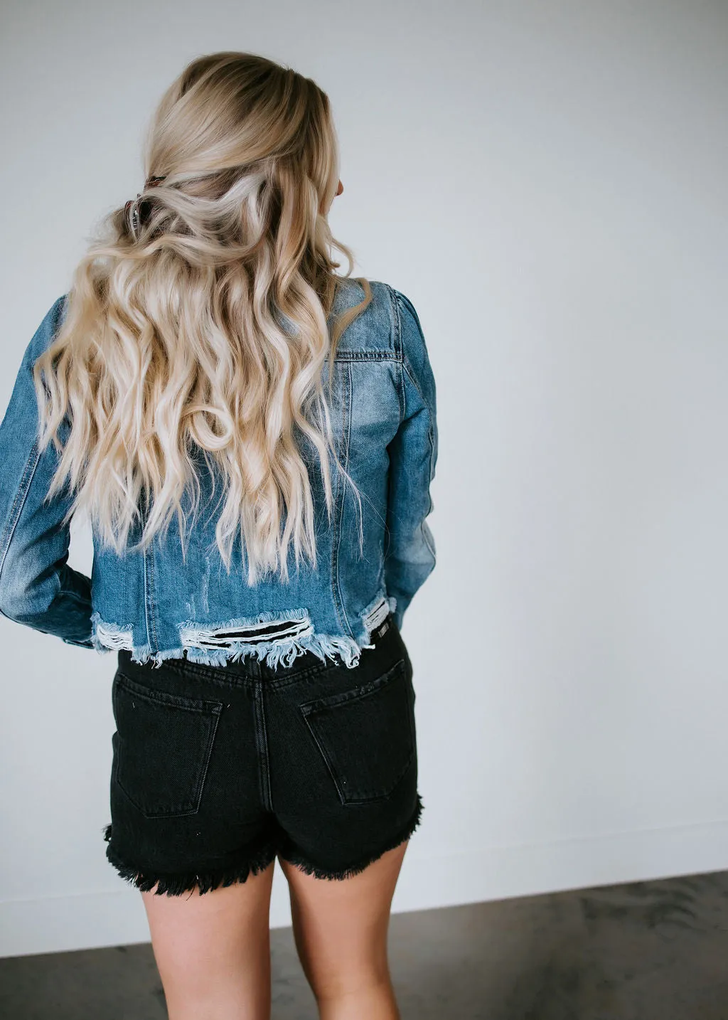 Nina Shirred Sleeve Denim Jacket