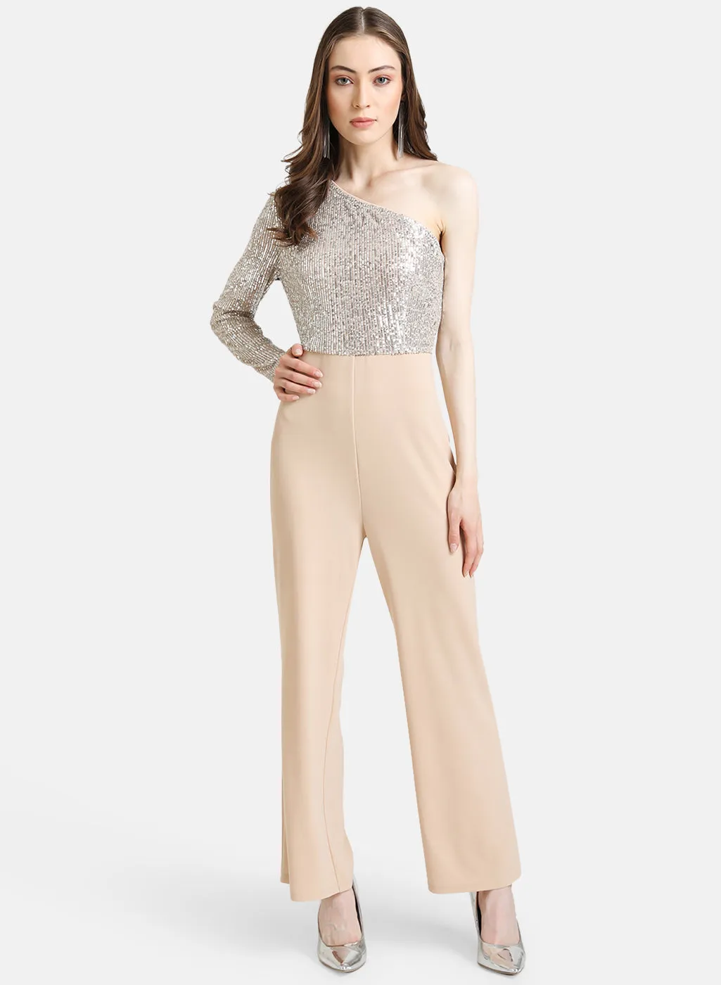 One Shoulder Sequin Jumpsuit