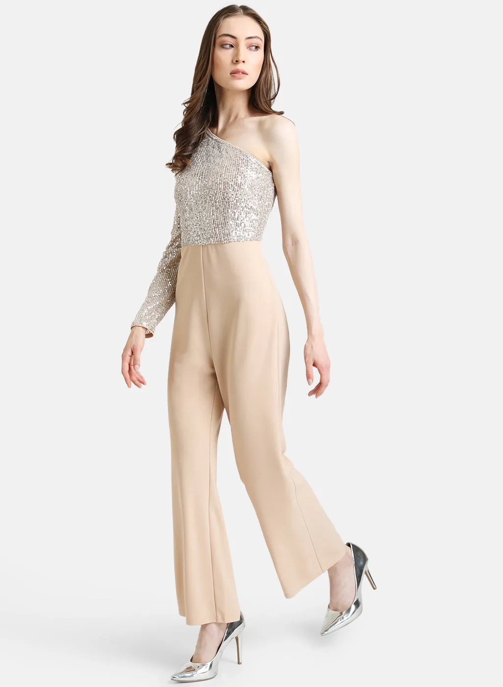 One Shoulder Sequin Jumpsuit