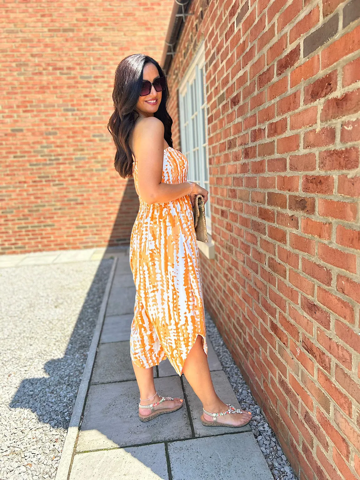 Orange Bandeau Tie Dye Jumpsuit Cara