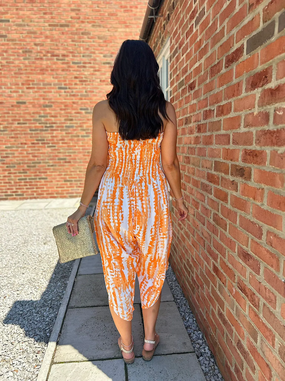 Orange Bandeau Tie Dye Jumpsuit Cara