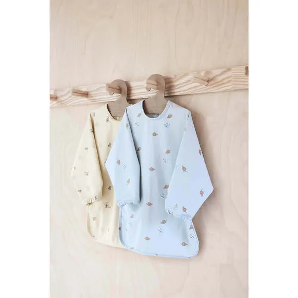 Oyoy Cape Dino Long Sleeve Bib Set, Butter