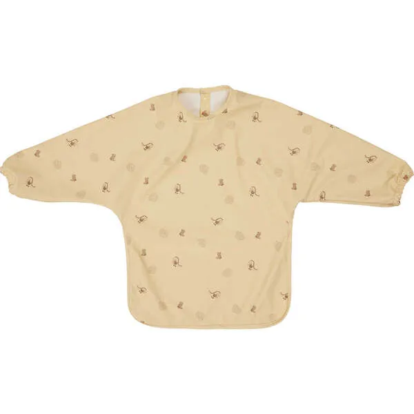 Oyoy Cape Dino Long Sleeve Bib Set, Butter