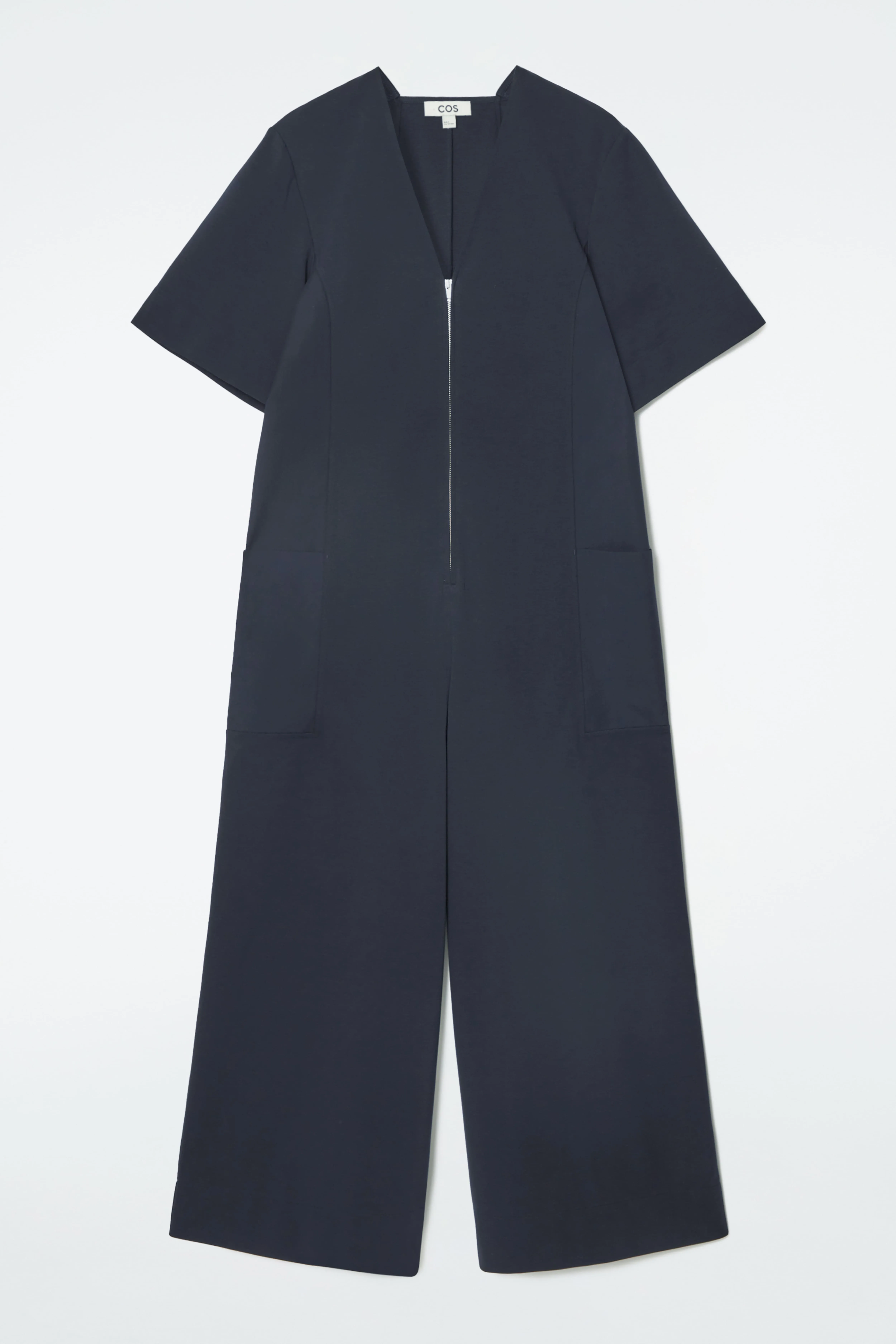 PANELLED V-NECK JUMPSUIT - V-neck - Short sleeve - NAVY - Ladies | H&M GB