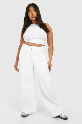 Plus Basics High Waisted Super Wide Leg Jeans