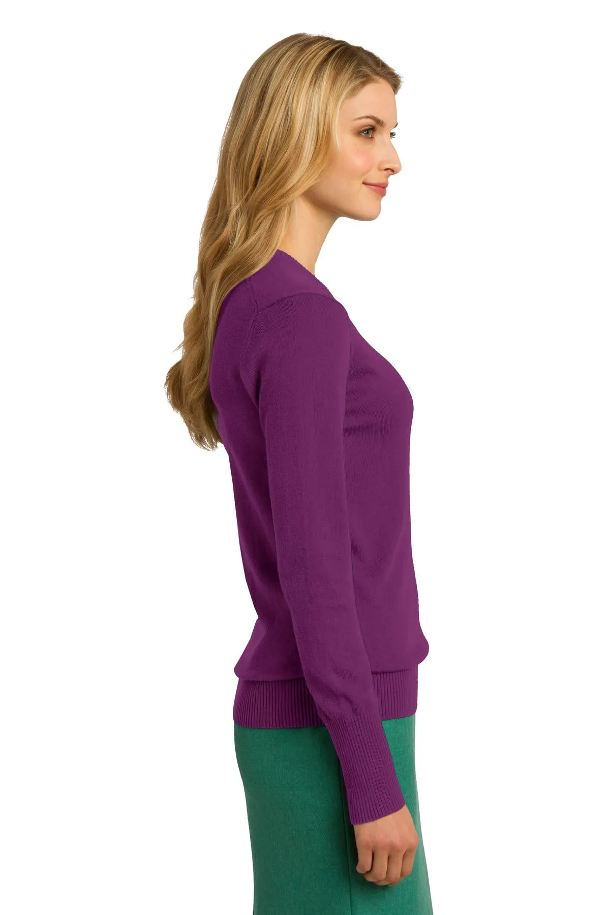 Port Authority Ladies V-Neck Sweater LSW285 Deep Berry