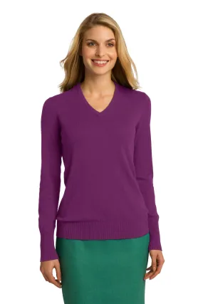 Port Authority Ladies V-Neck Sweater LSW285 Deep Berry