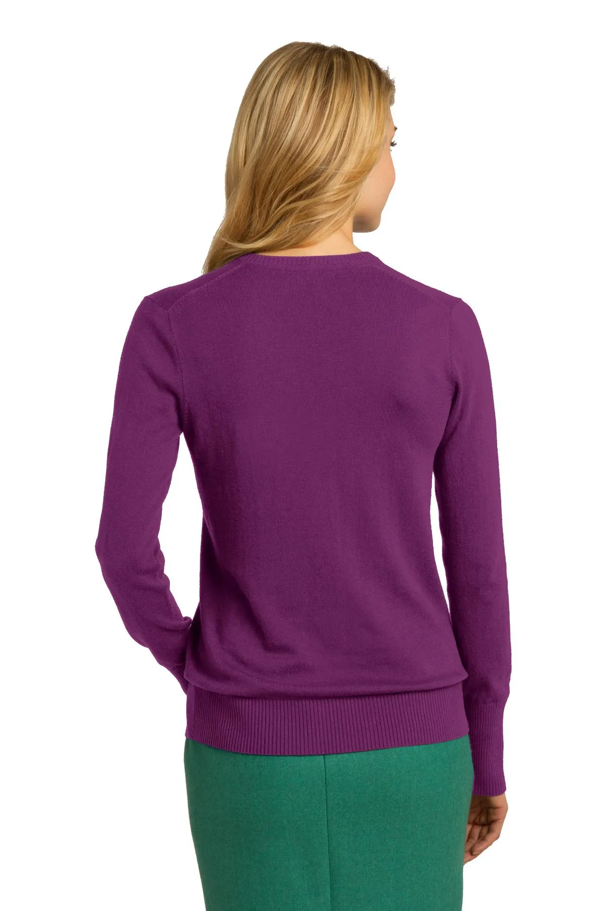 Port Authority Ladies V-Neck Sweater LSW285 Deep Berry