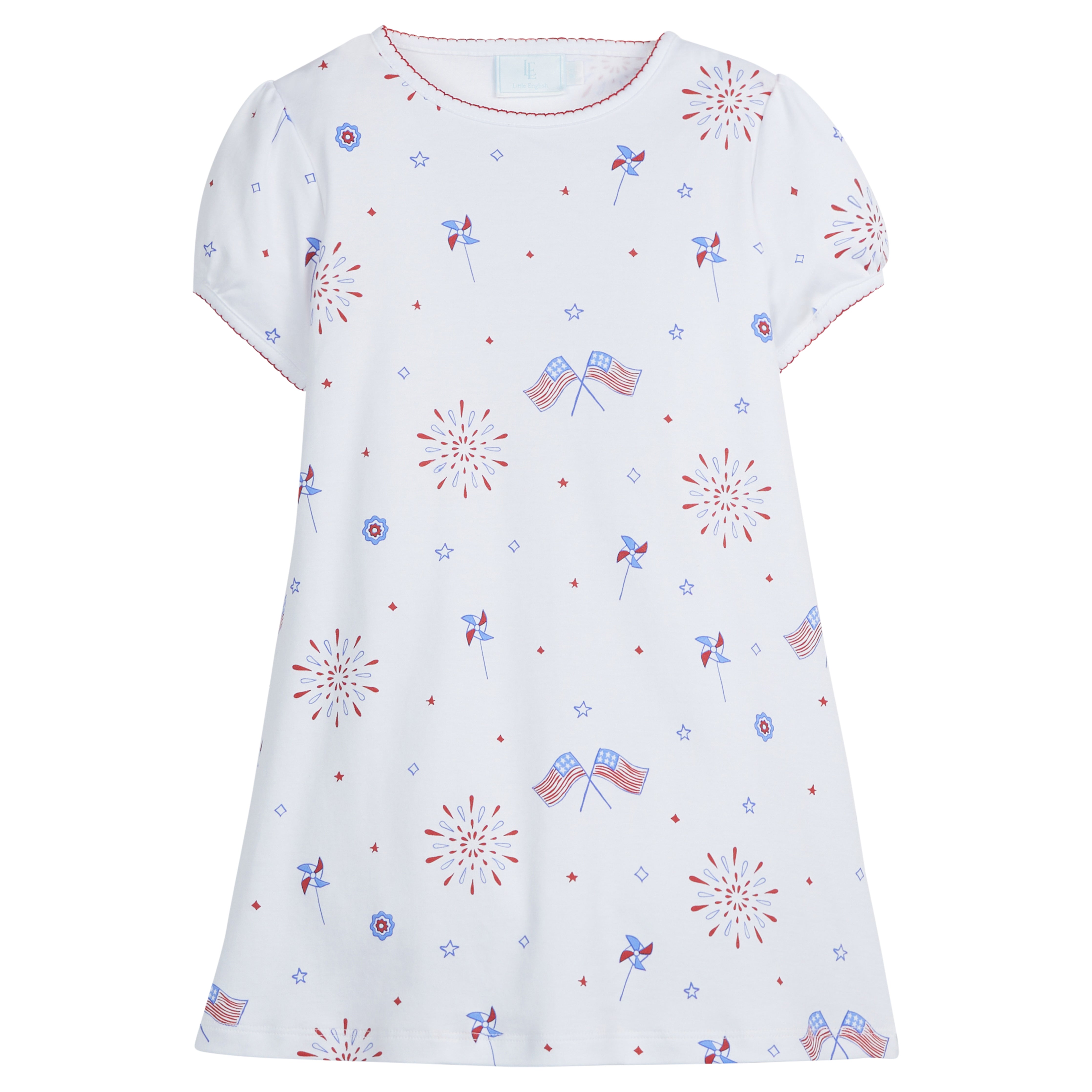 Printed T-Shirt Dress - Patriotic Flags