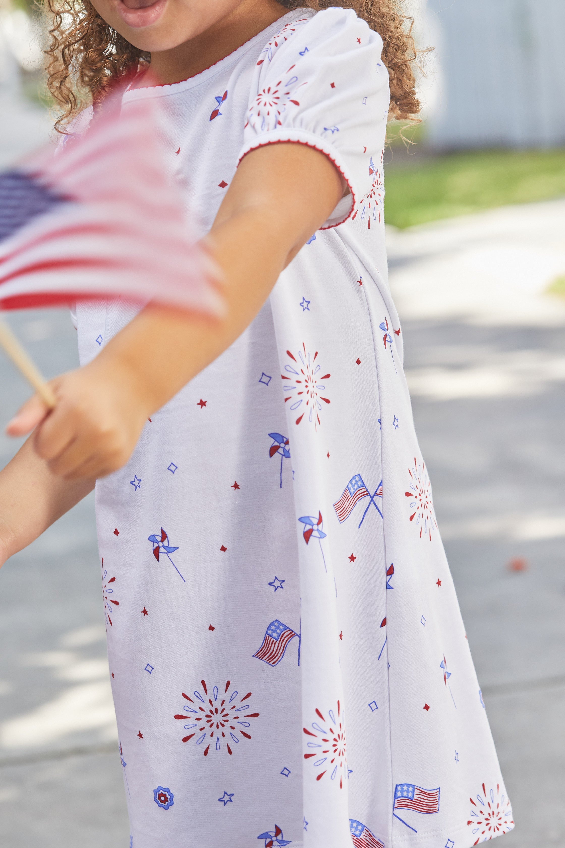 Printed T-Shirt Dress - Patriotic Flags