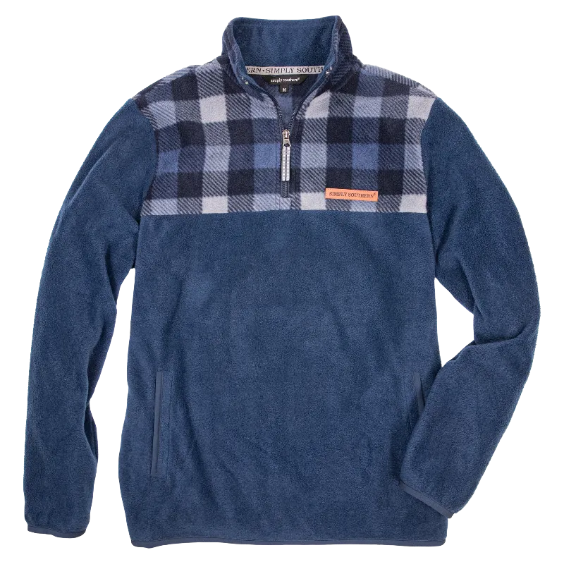 SALE Simply Southern Plaid Navy Fleece Pullover Sweater Unisex Jacket