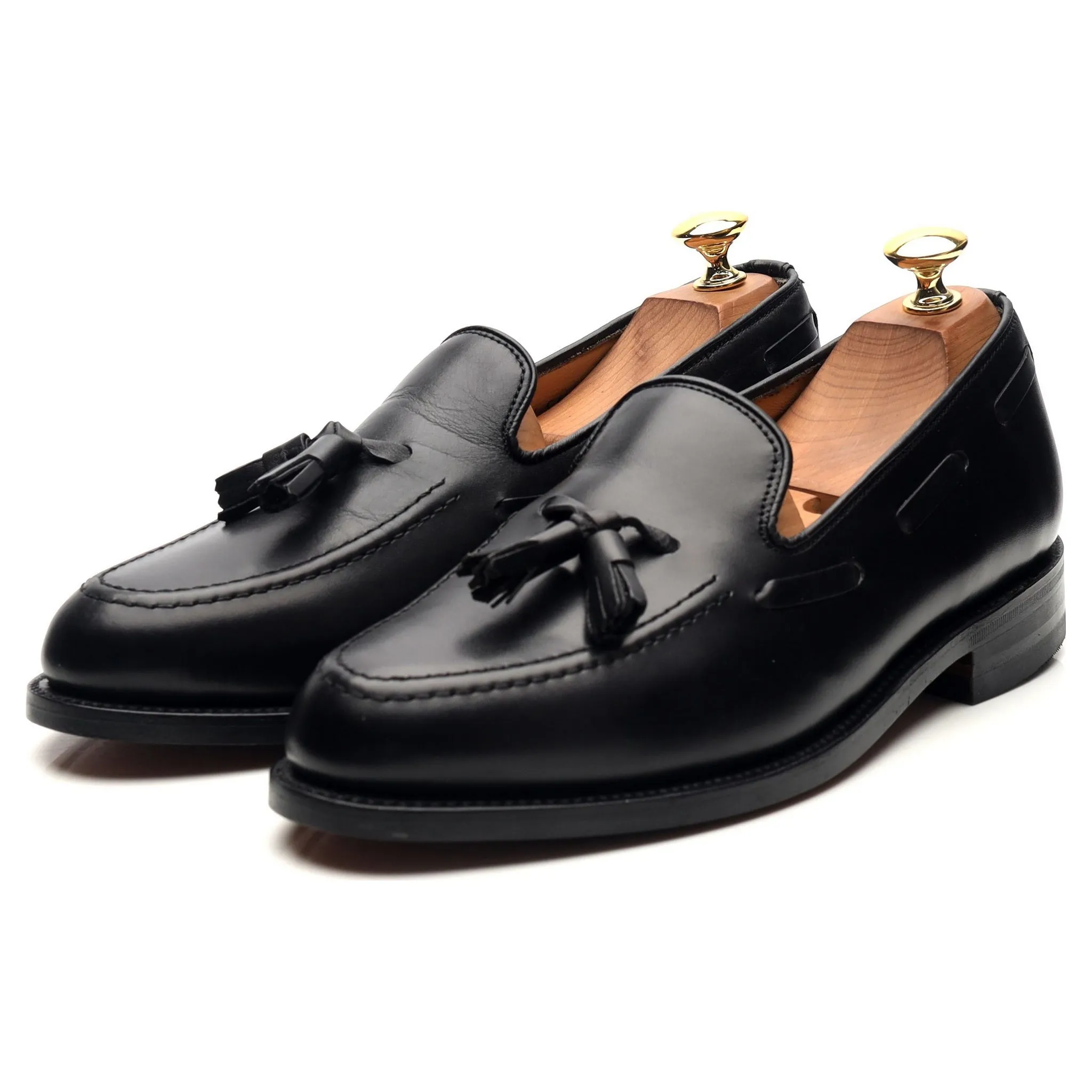 'Salisbury' Black Leather Tassel Loafers UK 7 E