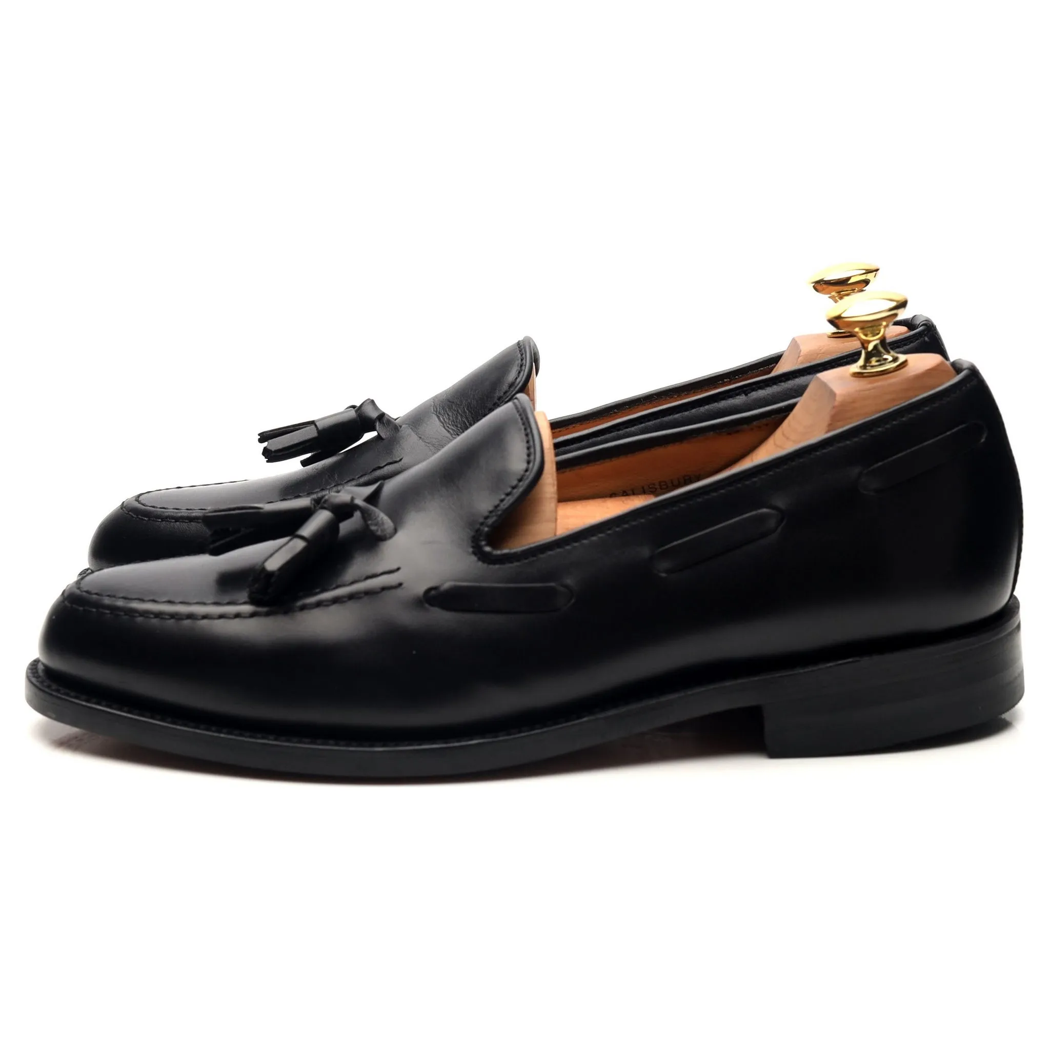 'Salisbury' Black Leather Tassel Loafers UK 7 E