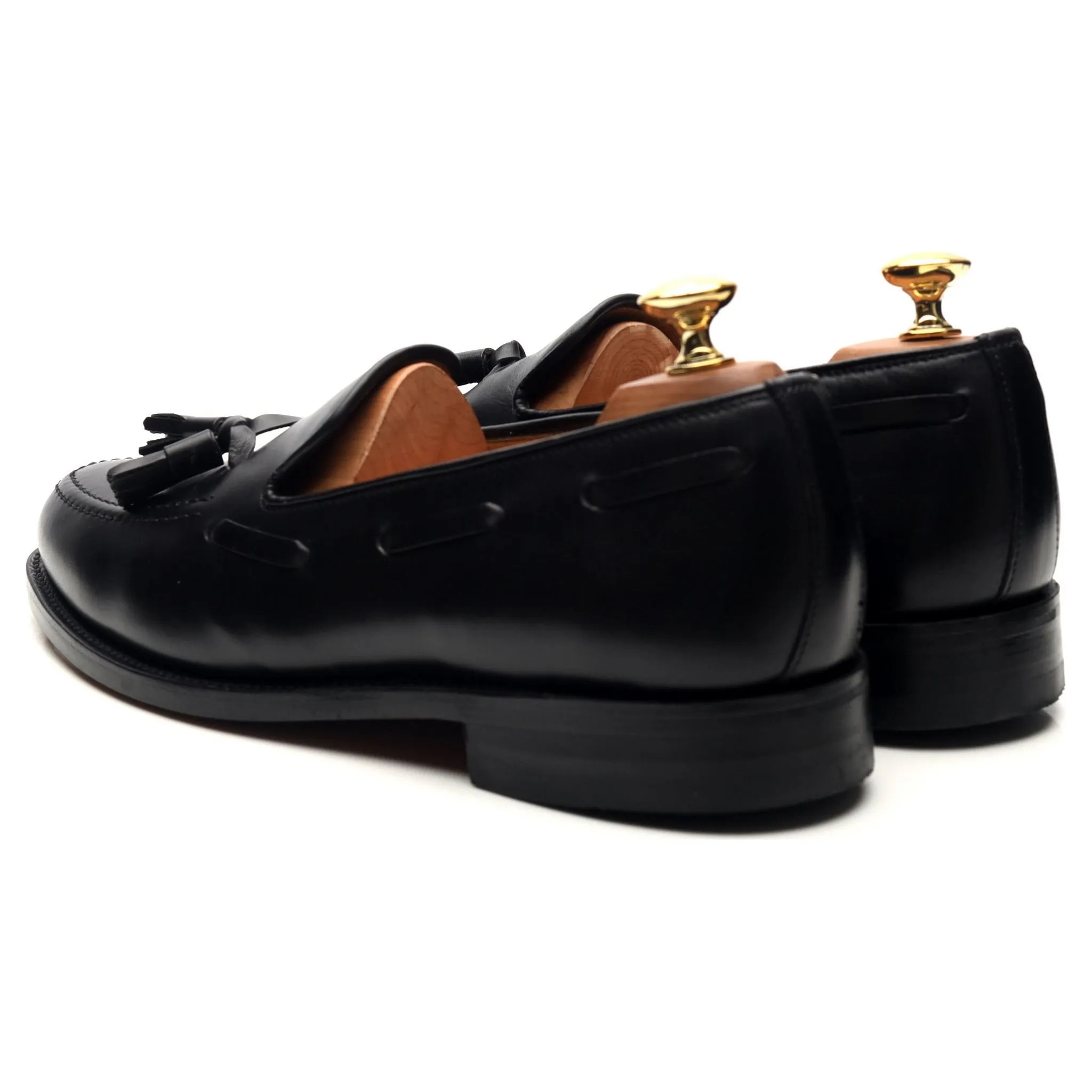 'Salisbury' Black Leather Tassel Loafers UK 7 E