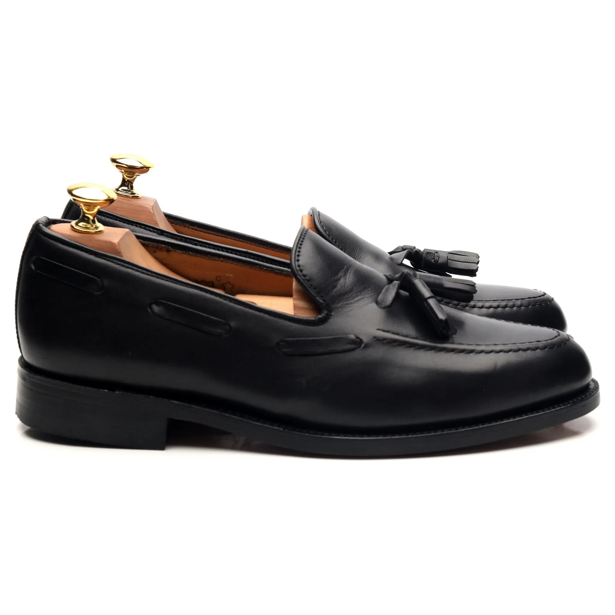 'Salisbury' Black Leather Tassel Loafers UK 7 E