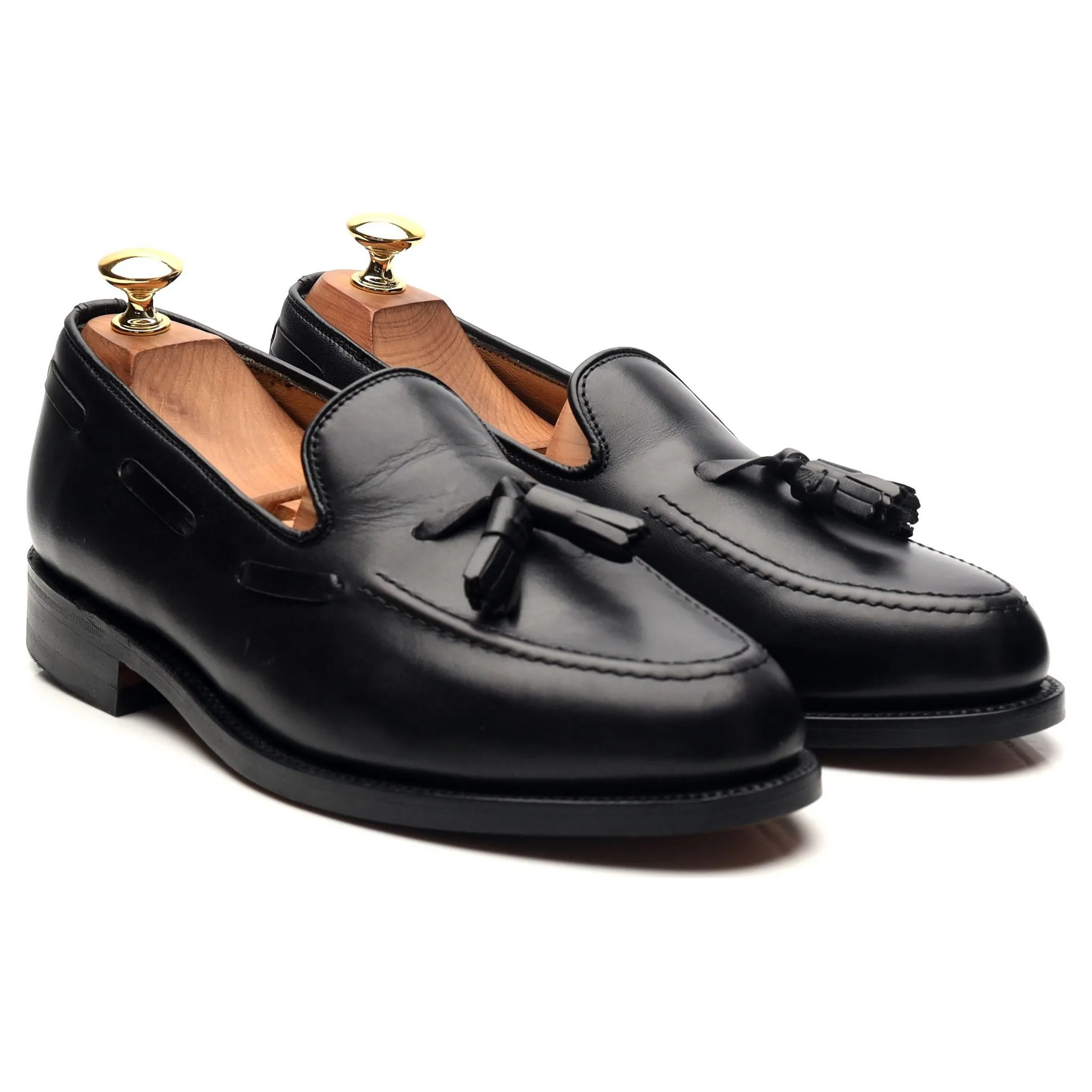 'Salisbury' Black Leather Tassel Loafers UK 7 E