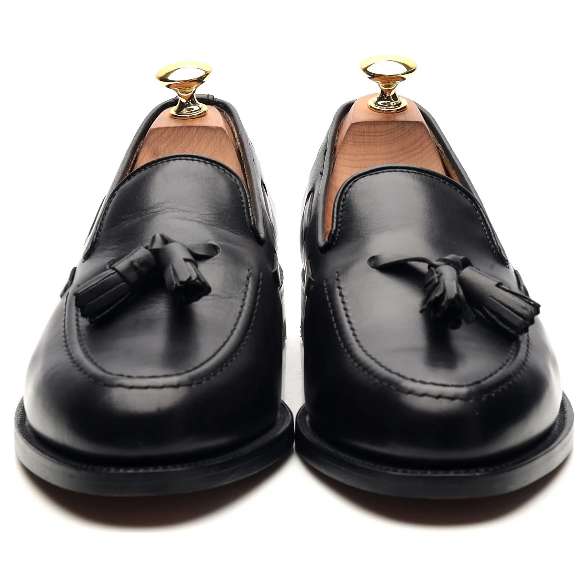 'Salisbury' Black Leather Tassel Loafers UK 7 E