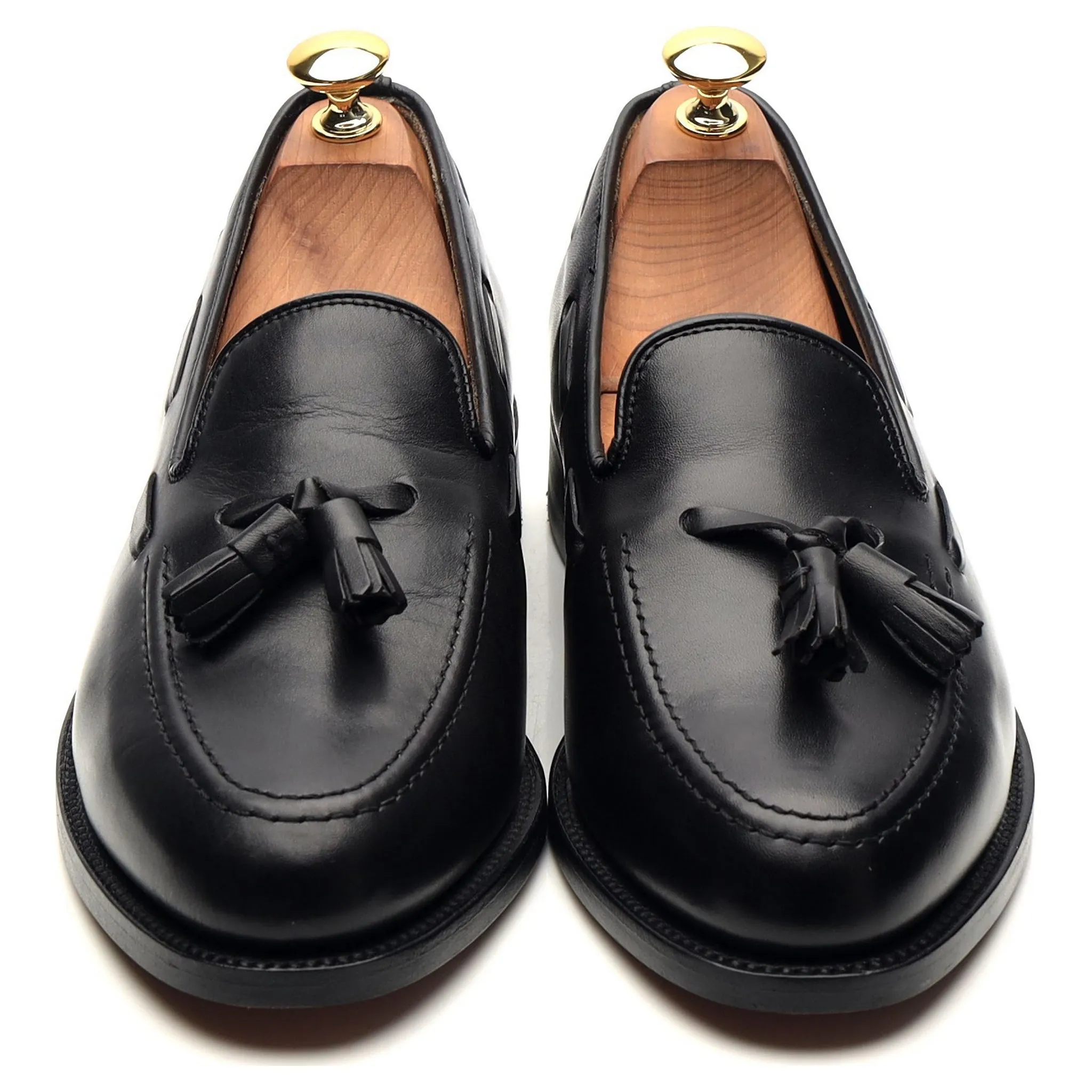 'Salisbury' Black Leather Tassel Loafers UK 7 E