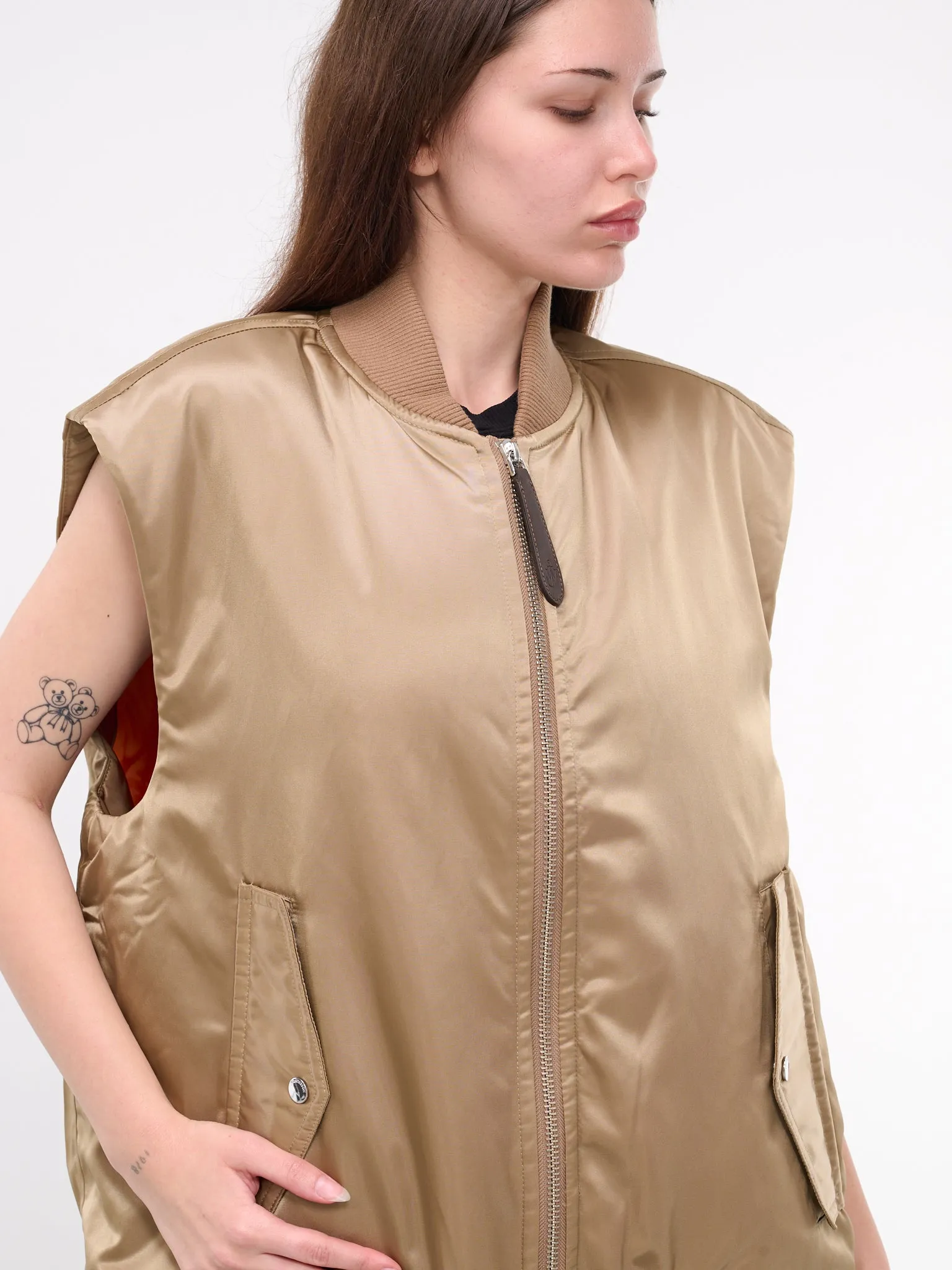 Sleeveless Bomber Jacket (JK0310-PG1535-BEIGE)